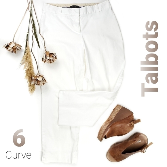 Talbots Curve White Cotton Pants Sz 6 - Picture 1 of 12